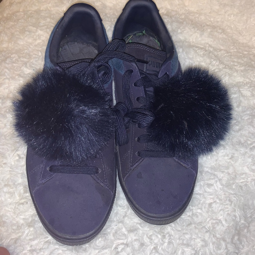 Suede puma sneakers with pom-Pom